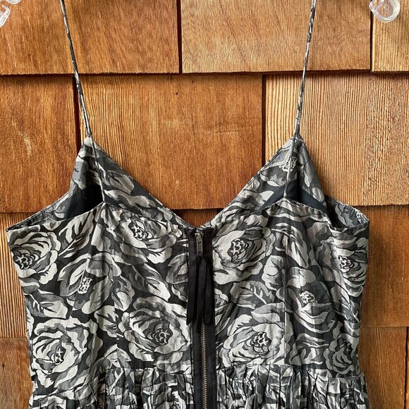 NWT Tracy Reese Silver And Black Rose Print Ballerina Slip Dress in Women's 12 - Picture 10 of 12